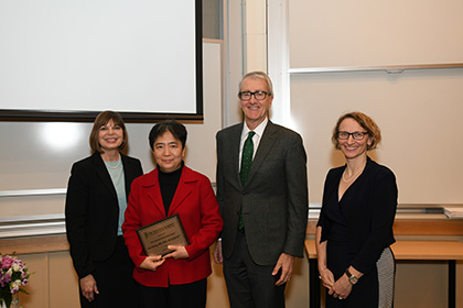 From Left to Right: Kathryn Huggett, Ph.D., Bei Zhang, M.D., M.S., Ph.D., Richard L. Page, M.D., Christa Zehle, M.D. From Left to Right: Kathryn Huggett, Ph.D., Bei Zhang, M.D., M.S., Ph.D., Richard L. Page, M.D., Christa Zehle, M.D.