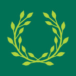 dark Green square with a green wreath on it