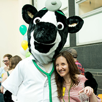 Dr Moo and student