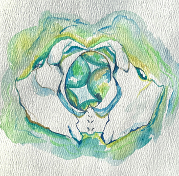 light and dark green hues in watercolor painting