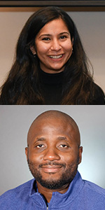 Headshots of Anisha Rimal, M.D. (top) and Miller Celestin, M.S.N., RN (bottom)